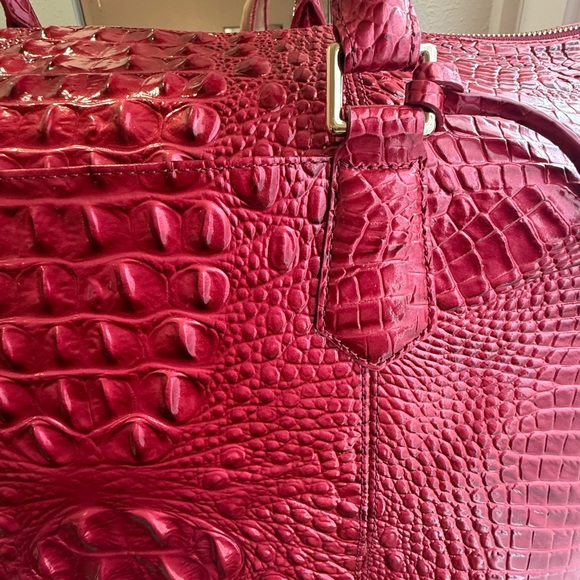 NWT Brahmin Weekender in Merlot Elegant Red Crocodile-Embossed Tote Bag - Picture 7 of 10